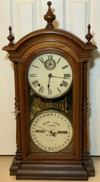 1875 Seth Thomas Fashion Southern Calendar Co.  Wind Clock 26 " High