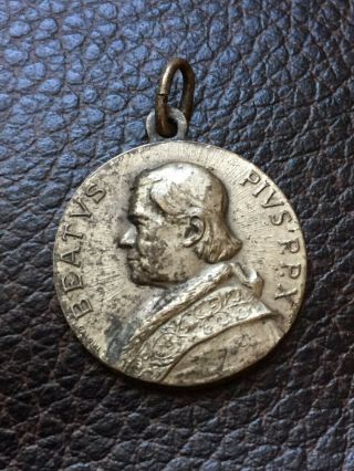 Antique Catholic Blessed Pope Pius X Holy Medal St.  Roch 1 "