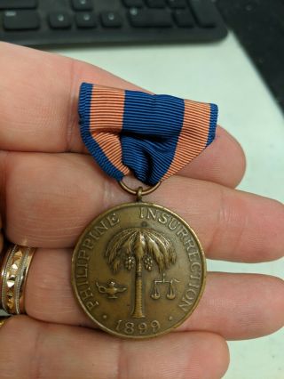 Us Army Spanish - American War Philippine Insurrection Medal M.  No.  1233 Wrap Broa