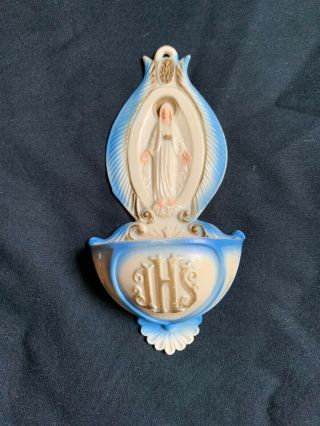 Vintage Holy Water Font Plastic Virgin Mary Catholic Hong Holy Father