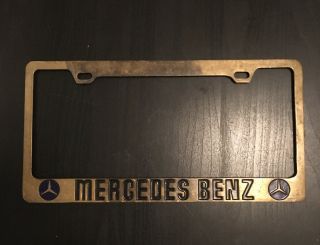 Vintage Mercedes - Benz Solid Brass License Plate Frame Rare