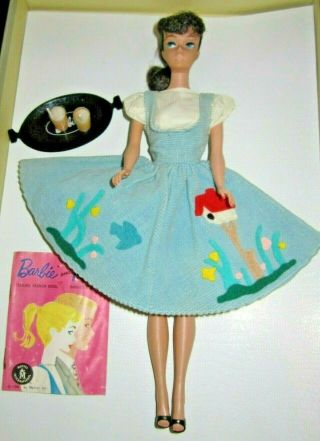 1962 Vintage Brunette Ponytail Barbie W/complete 979 Friday Night Date Outfit