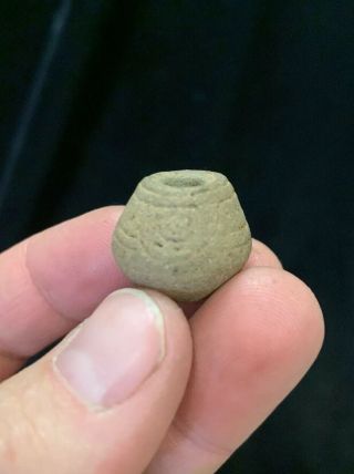 3/4” Engraved Pottery Bead Pre - Columbian South American Authentic Artifact L25