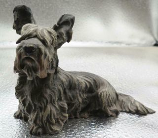 Vintage Austrian Cold Painted Bronze Miniature Dog Figurine Skye Terrier