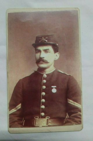 Cdv Photo Soldier Spanish American War 1st Infantry Company A 1898