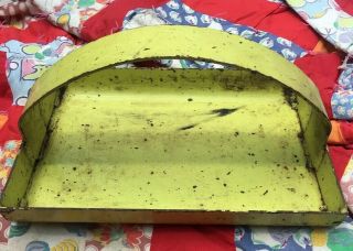 Antique Cast Iron Industrial Farm Caddy Tool Box Bright Yellow Heavy Unusual