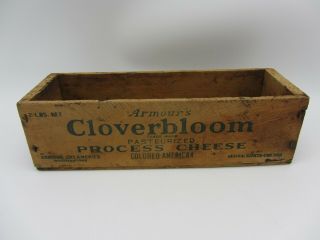 Vtg Wooden Armour Creameries Cloverbloom Process Cheese Box Colored American