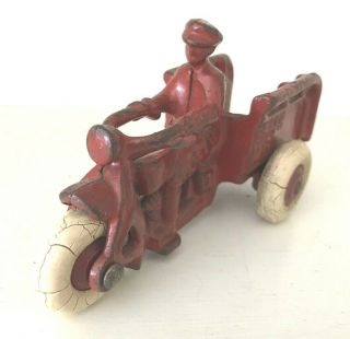 Vintage Cast Iron Motorcycle Toy Hubley Crash Car 1933 - Red - All