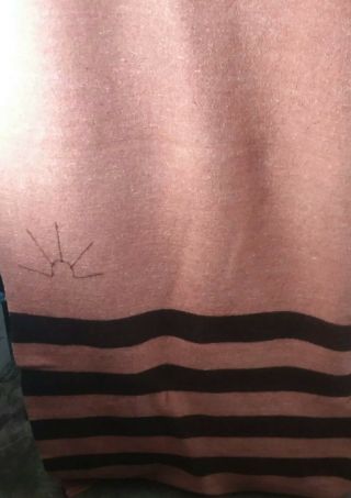 Vtg Baron Woolen Mills Rising Sun Striped Wool Blanket 78.  5 
