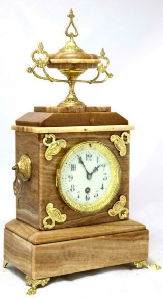 Antique Mantle Clock Stunning French Red Marble And Brass Mounts Single Train 3