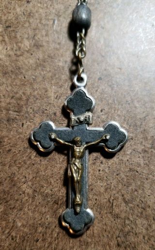 Vintage German Catholic Rosary beads - Grey wood beads 2