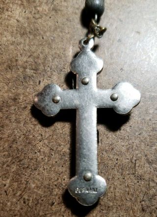 Vintage German Catholic Rosary beads - Grey wood beads 3