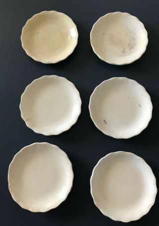 Set Of 6 Antique Vintage All White Round Scalloped Butter Pats - Sweet Design
