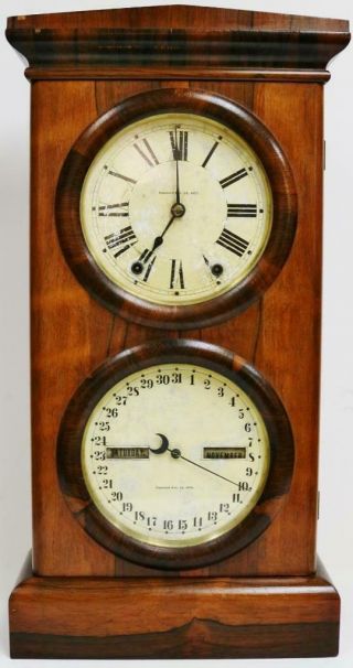 Rare Antique Seth Thomas 8 Day Bell Striking Walnut Combination Calendar Clock
