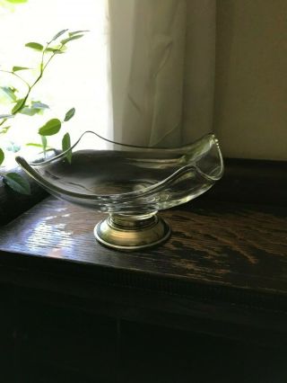 Vintage Art Deco Glass & Sterling Silver Candy Dish Bowl Gorgeous