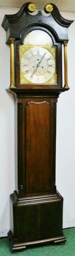 Antique 18thC Scottish 8 Day Brass Dial Regulator Longcase Grandfather Clock 2
