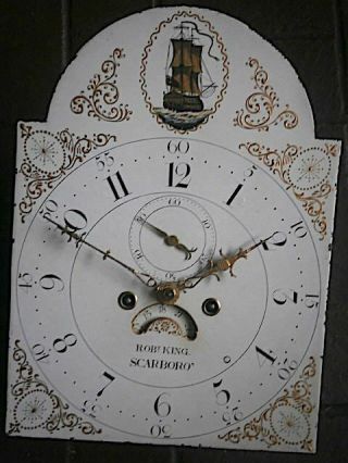 C1750 8 Day Longcase Grandfather Clock Dial,  Movement 12x16,  1/4 John Brains