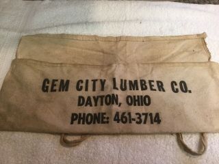Vintage Advertising Canvas Nail Apron Gem City Lumber Co Ohio