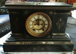 Antique Ansonia Marble & Slate Clock - Open Escapement