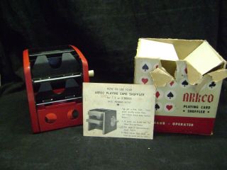 Vintage Metal Arrco Playing Card Shuffler Hand - Operated 546 Pat.  No.  D - 200652
