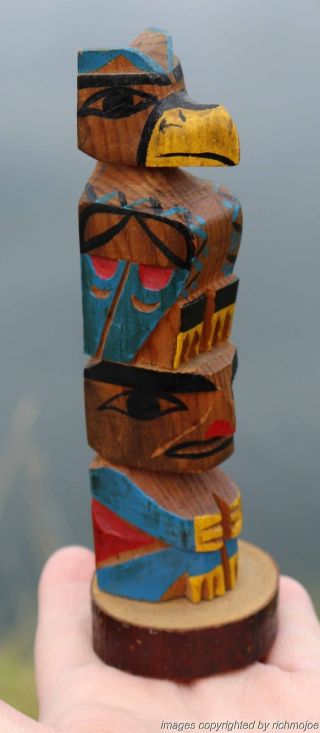 Fine Old Northwest Coast Salish Kwakiutl Nuu - Chah - Nulth Indian Cedar Totem C1930