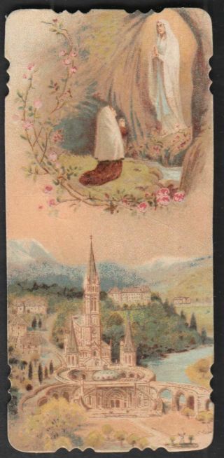 10 Appearances Of Our Lady Of Lourdes St Bernadette Antique French Holy Card
