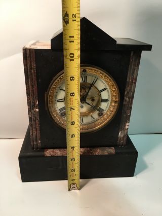 Victorian black marble mantle clock Ansonia estate No Key 1892 2