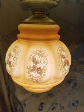 Vintage Hurricane Hanging Lamp With Flowers 2