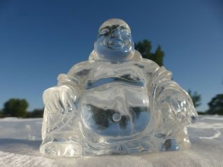 Spectacular Hand Carved Vintage Chinese Crystal Buddha Figurine Sculpture