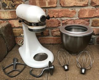 Vintage Kithenaid K45 Usa Hobart Stand Mixer W/bowl & Attachments