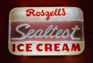 Vintage Roszells Sealtest Ice Cream Lighted Sign 50s Old Store Display Rack Milk