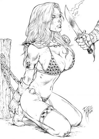 Red Sonja By Ronaldo Mendes - Art Pinup Drawing Comic