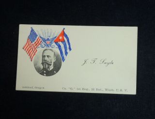 Spanish American War Calling Card - 1st Washington Infantry Usv - Philippines 52027