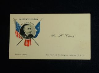 Spanish American War Calling Card - 1st Washington Infantry Usv - Philippines 52023