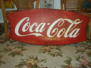 Vintage Coca Cola Fishtail Sign 1960 