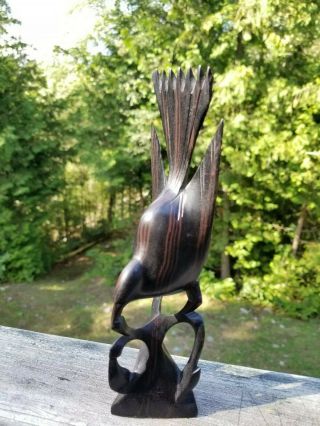 Vintage Makonde Hand Carved African Ebony Wood Tail - Up Bird Sculpture/statue