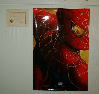 Large Spiderman 2 Cast Autographed Movie Poster With.  40 " X 27 ".  5 Names