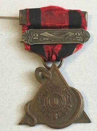 Vintage Military Order Of The Serpent Triangle Ribbon Medal Badge Pin