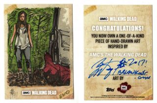 2017 Topps The Walking Dead Season 6 Enid By Brian Kong Full Color Sketch 1/1