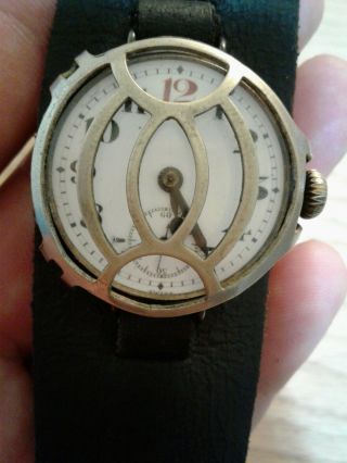 Antique Ww1 Trench Watch With Shrapnel Guard Silver Case