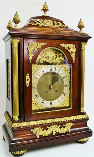 Rare Large Antique German Mahogany & Ormolu Ting Tang Musical Bracket Clock