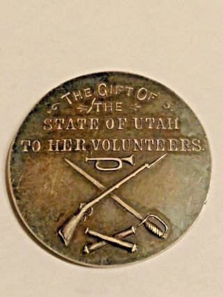 1898 - 1899 Utah Spanish American War Medal - Rare