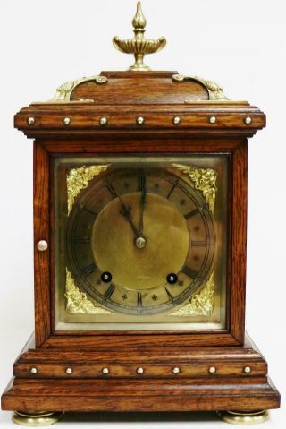 Antique Oak & Brass 8 Day 1/4 Chiming Ting Tang Musical Chime W&h Bracket Clock