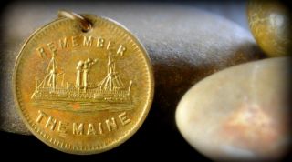 1898 Remember The Maine Cuba Must Be Spanish American War Token Medal Charm 2