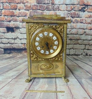 Antique French A D Mougin Brass Mantel Mantle Clock Vintage 19th Century Tlc