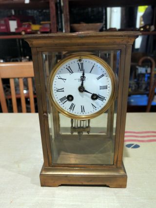 Antique N.  G.  Wood & Sons French Crystal Clock Japy Freres Movement H&h Import