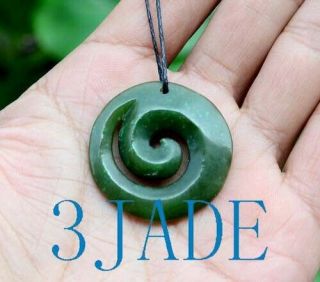 Green Nephrite Jade Koru Pendant Nz Maori Design Greenstone Pounamu Jewelry