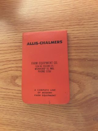 Vintage " Allis - Chalmers Note Book " Farm Equipment Co.  Milwaukee