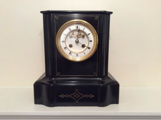 French Slate And Marble Mantel Clock With A Visible Escapement C1880