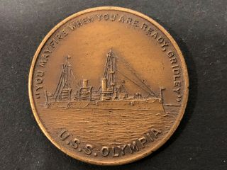 Admiral Dewey Vintage Uss Olympia Spanish American War Coin Medal Relic Warship